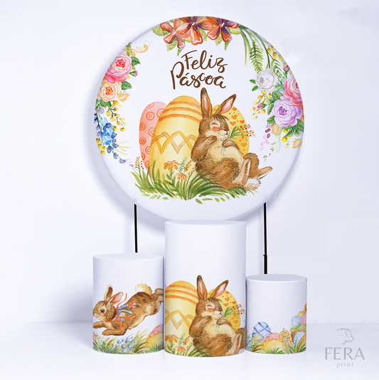 Kit Capa Cilindros + Capa Painel Páscoa Sublimado