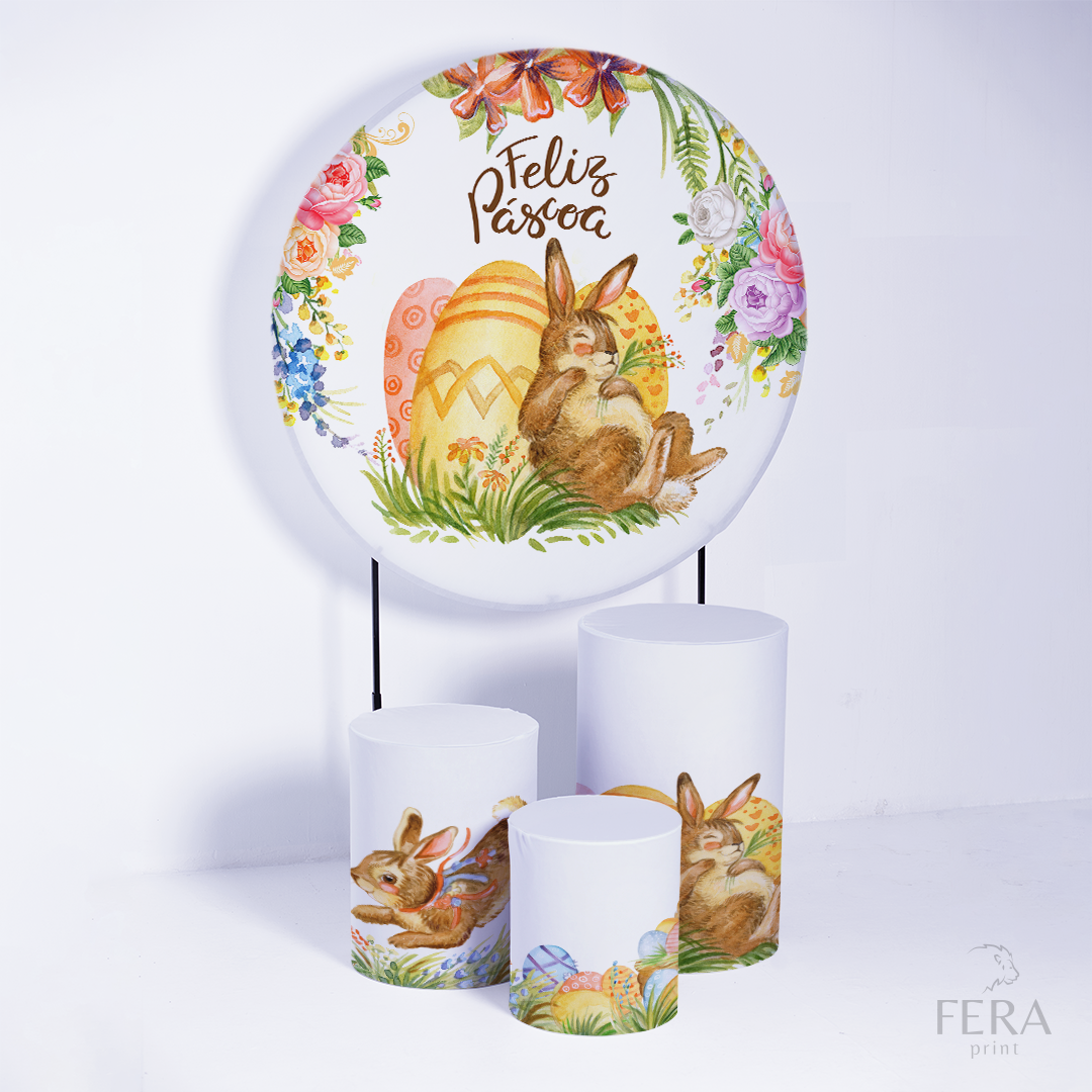 Kit Capa Cilindros + Capa Painel Páscoa Sublimado