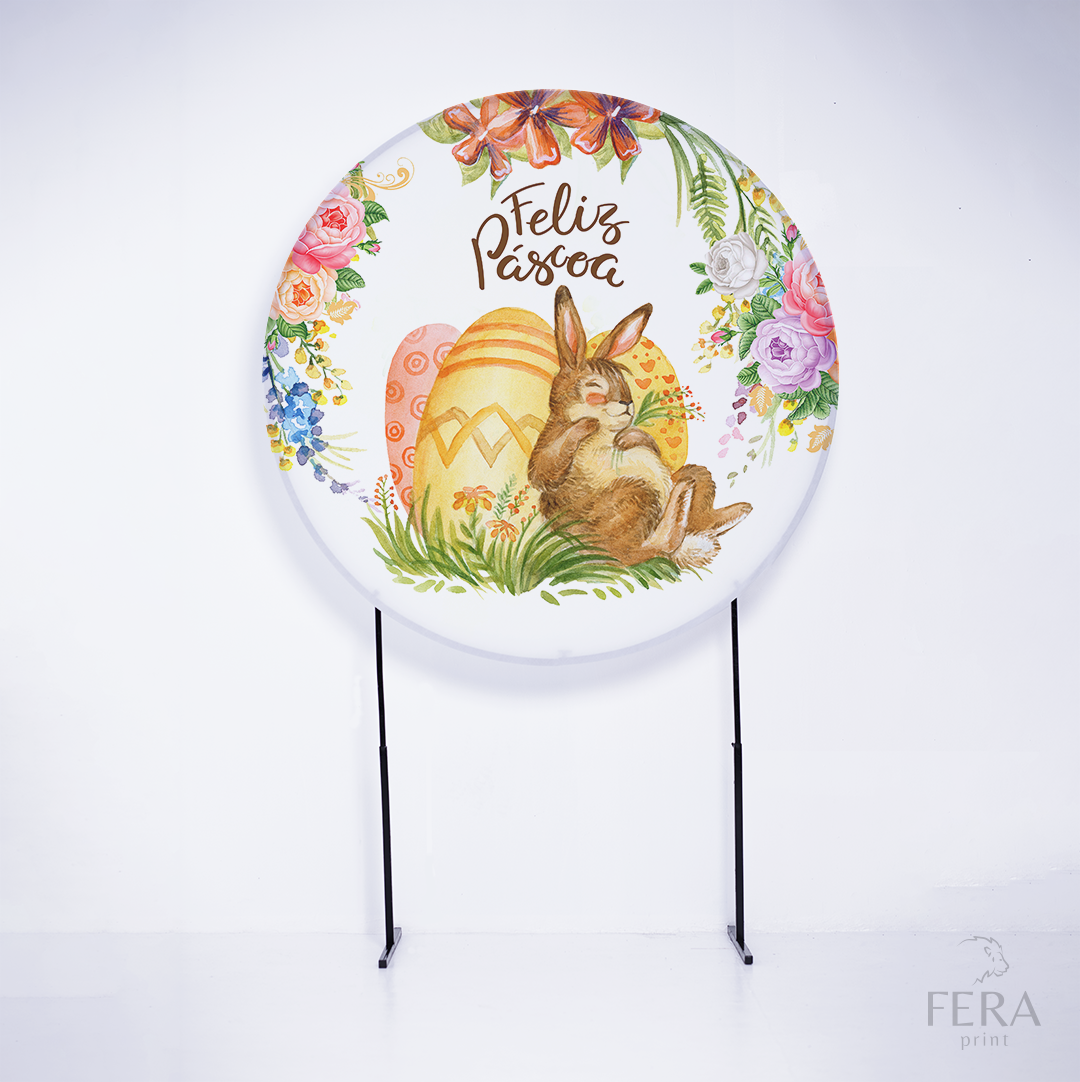 Painel Redondo Páscoa Branco Sublimado