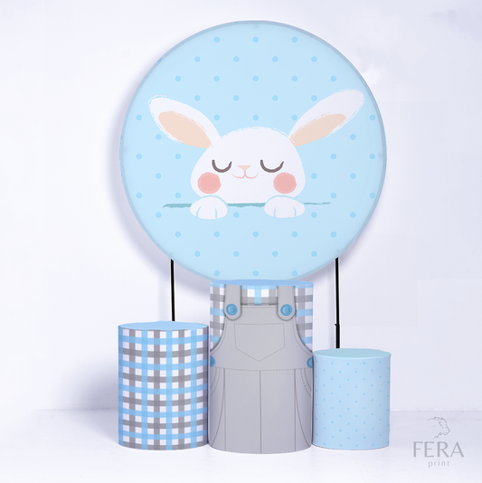 Kit Capa Cilindros + Capa Painel Páscoa Azul Sublimado