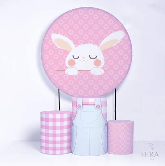 Kit Capa Cilindros + Capa Painel Páscoa Rosa Sublimado