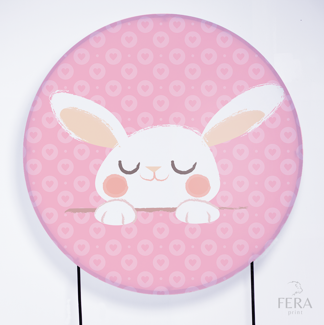 Painel Redondo Páscoa Rosa Sublimado