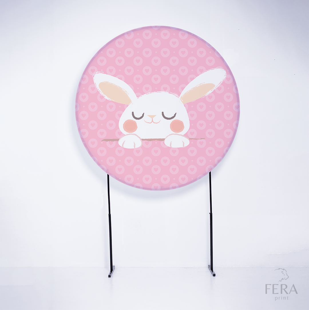 Painel Redondo Páscoa Rosa Sublimado