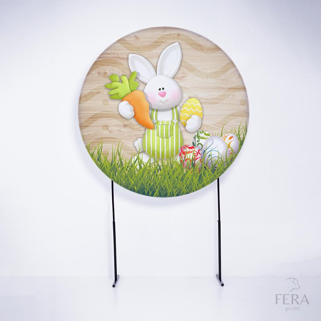 Painel Redondo Páscoa Coelhos Sublimado
