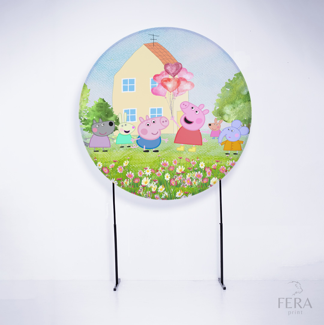 Painel Redondo Porquinha Amigos Sublimado