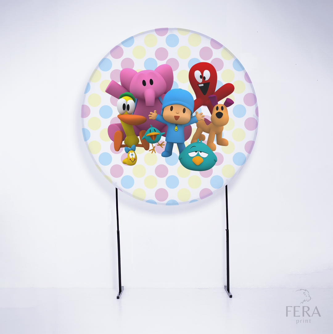 Painel Redondo Pacoyo Bolinhas Coloridas Sublimado