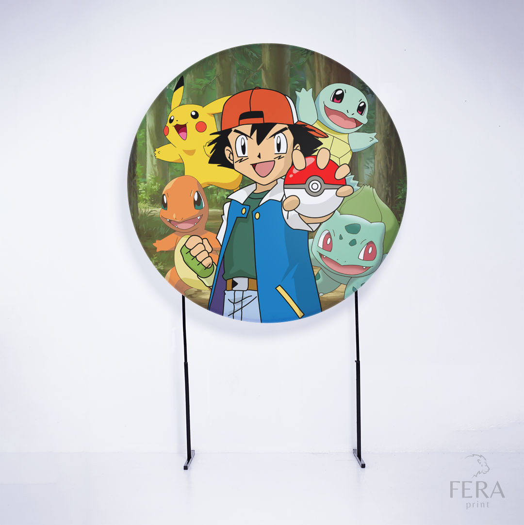 Painel Redondo Poke Personagens Sublimado
