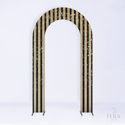 Painel Portal Sublimado Faixas Dourado e Preto c/ Forro