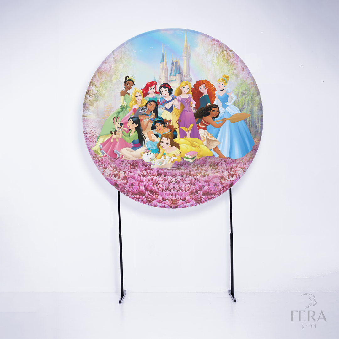 Painel Redondo Princesas Castelo Sublimado