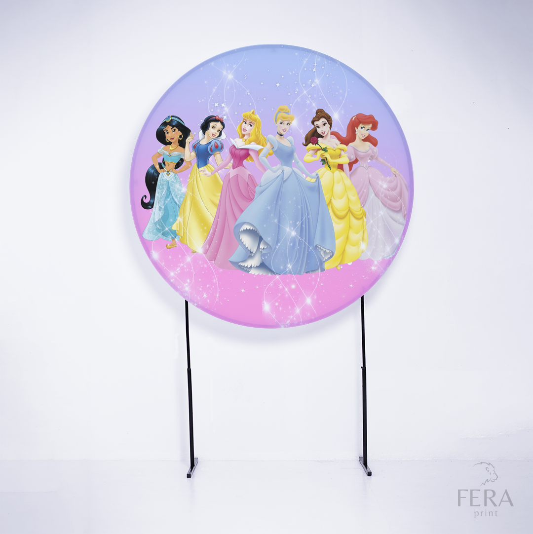 Painel Redondo Princesas Brilho Sublimado