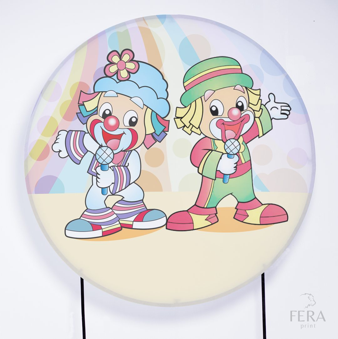 Painel Redondo Palhaços Candy Sublimado