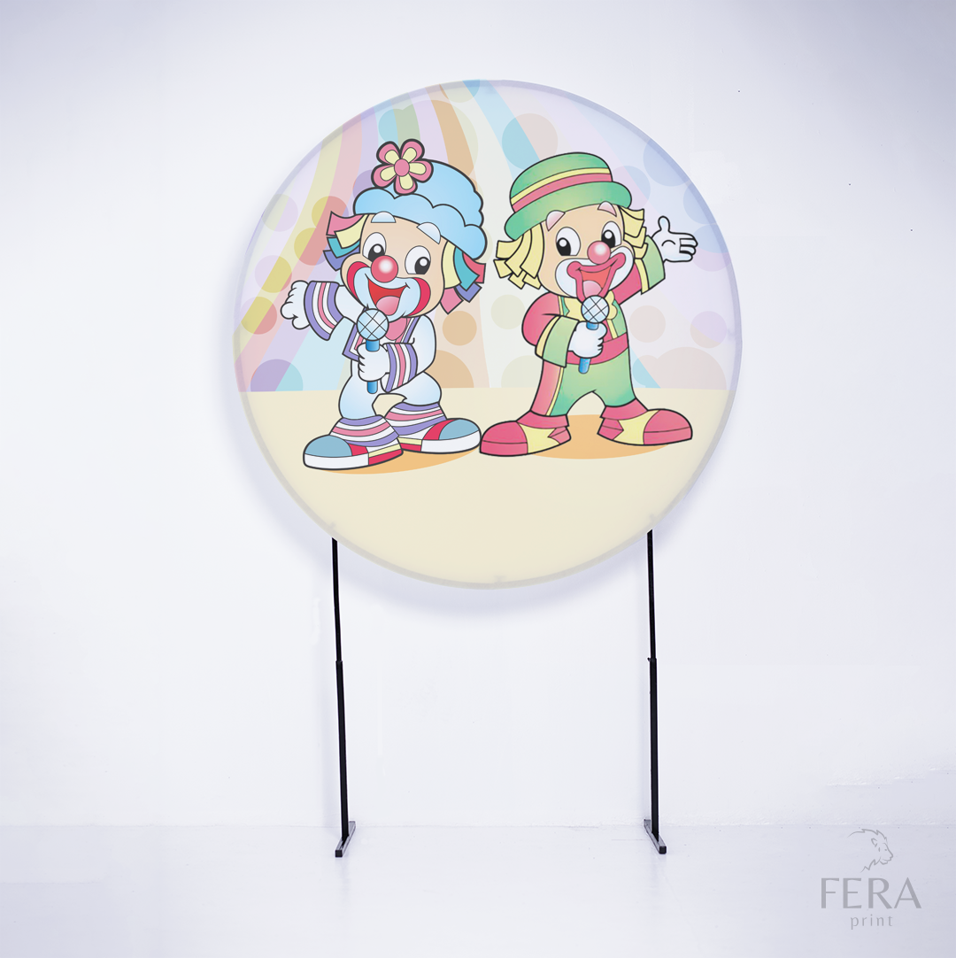 Painel Redondo Palhaços Candy Sublimado