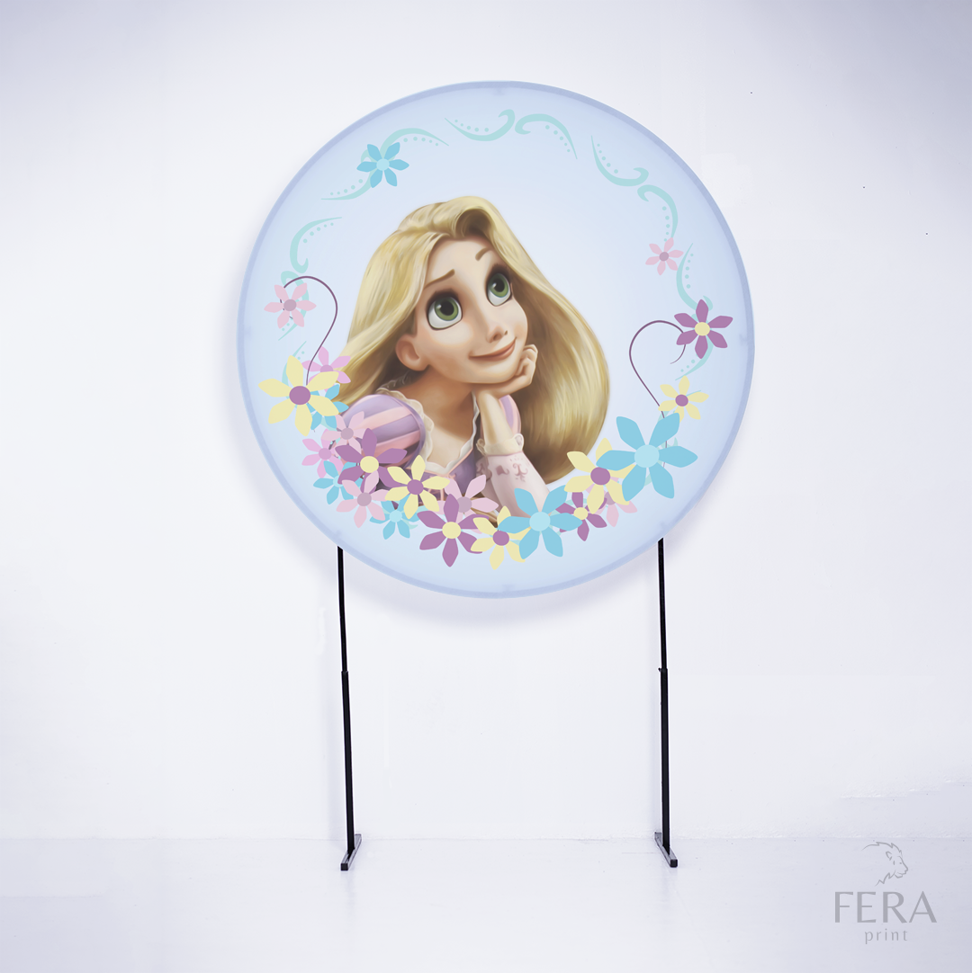 Painel Redondo Princesa Cabelo Sublimado