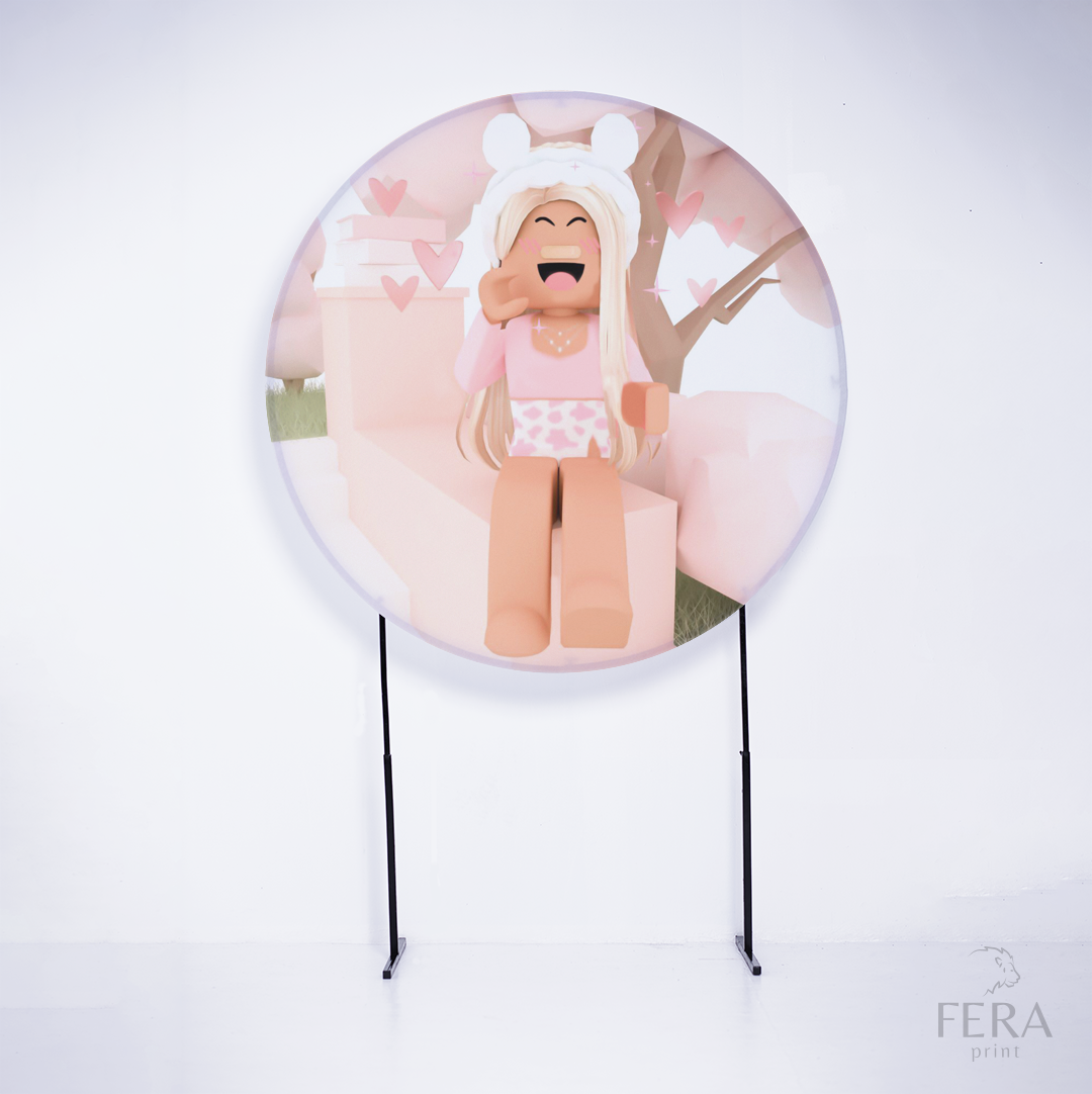 Painel Redondo Game Robô Rosa Sublimado