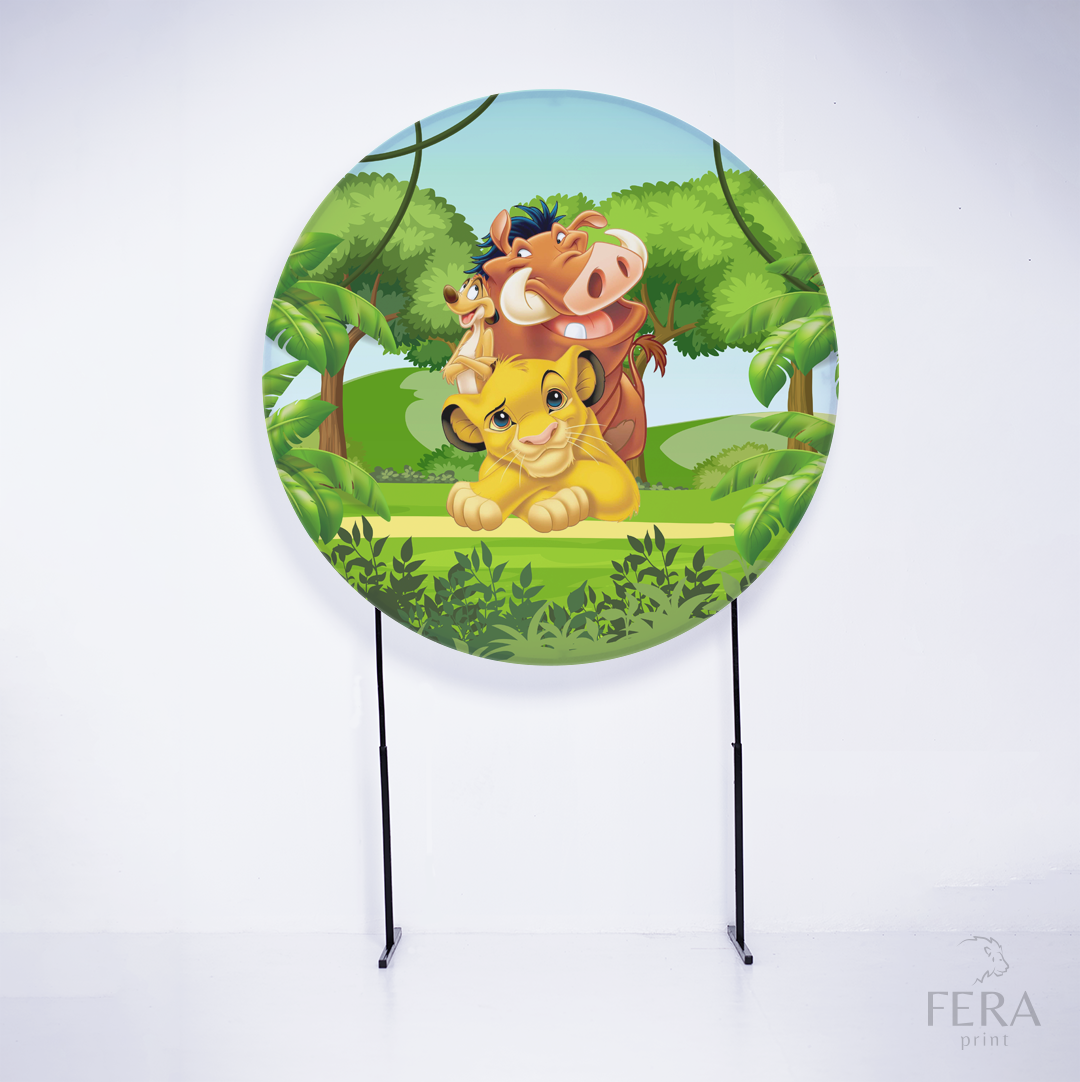 Painel Redondo Leão Árvores Sublimado