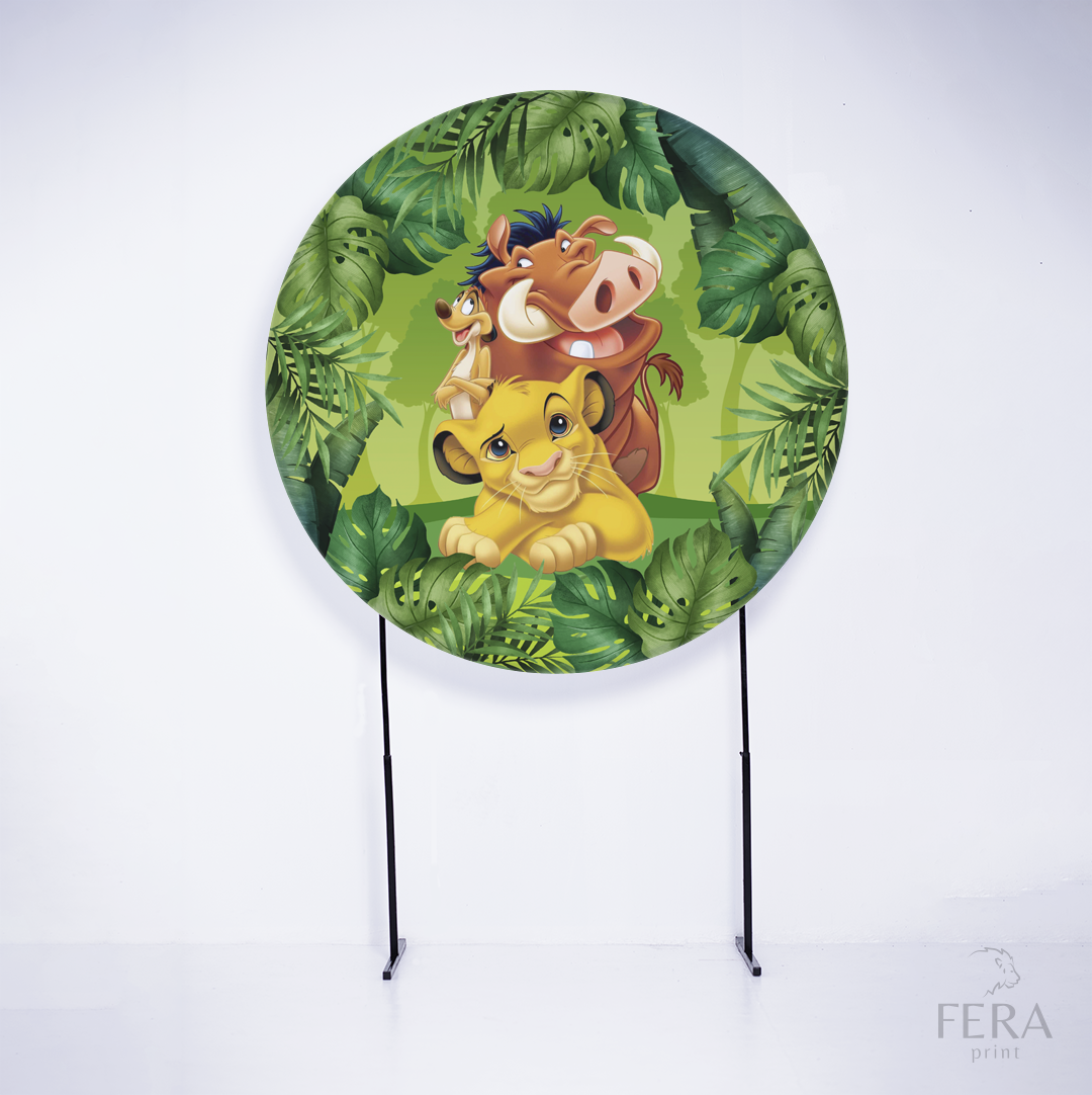 Painel Redondo Leão Folhas Sublimado