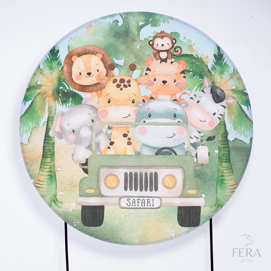 Painel Redondo Safari Baby Menino Sublimado