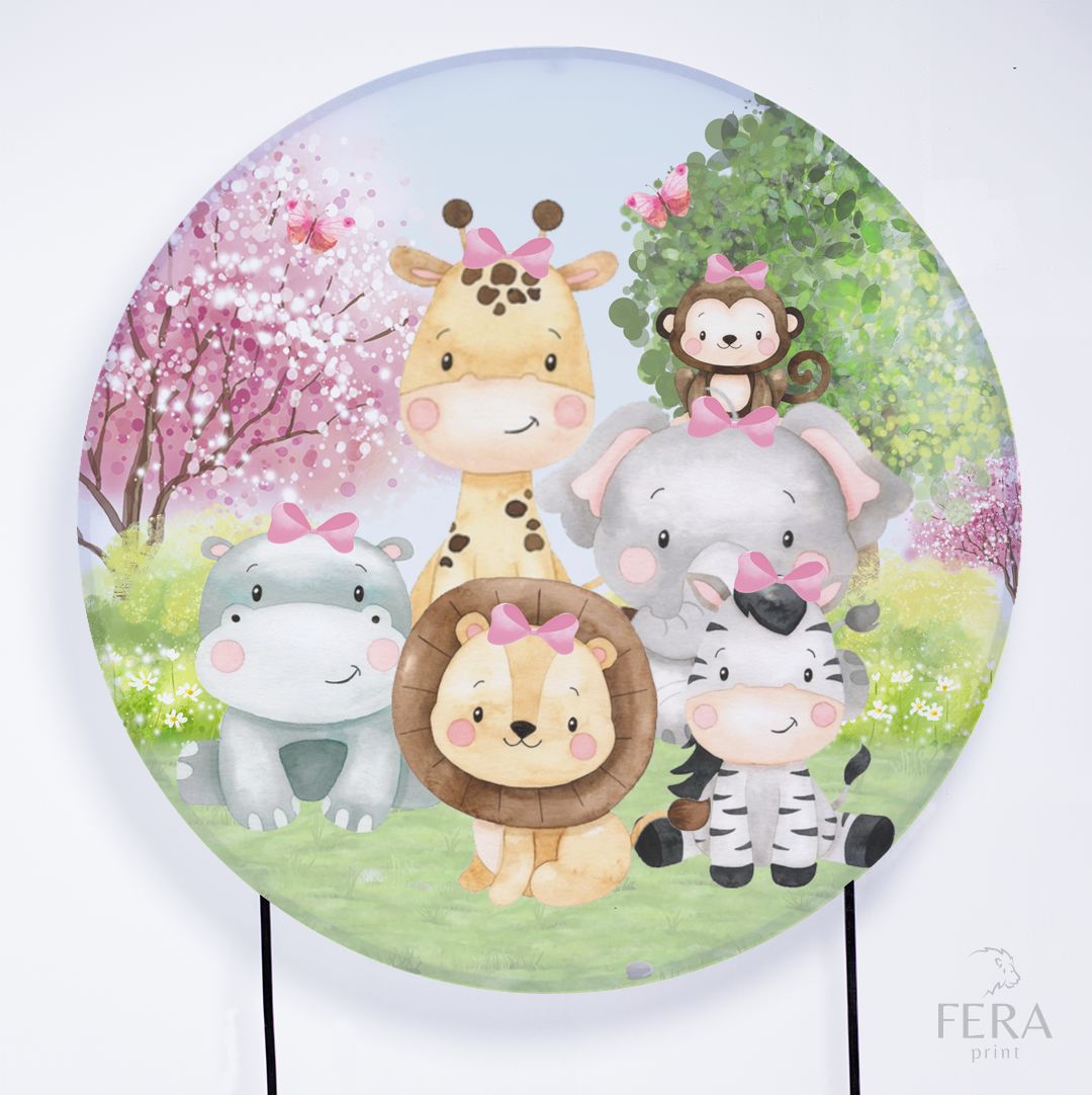Painel Redondo Safari Baby Cerejeira Sublimado