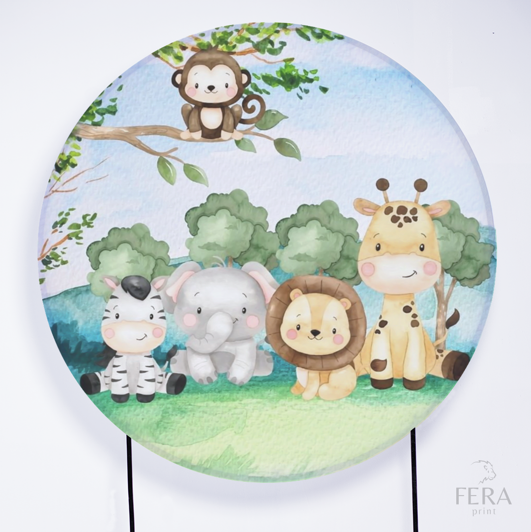 Painel Redondo Safari Baby Macaquinho Sublimado