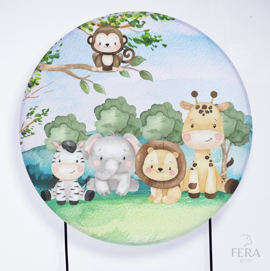 Painel Redondo Safari Baby Macaquinho Sublimado
