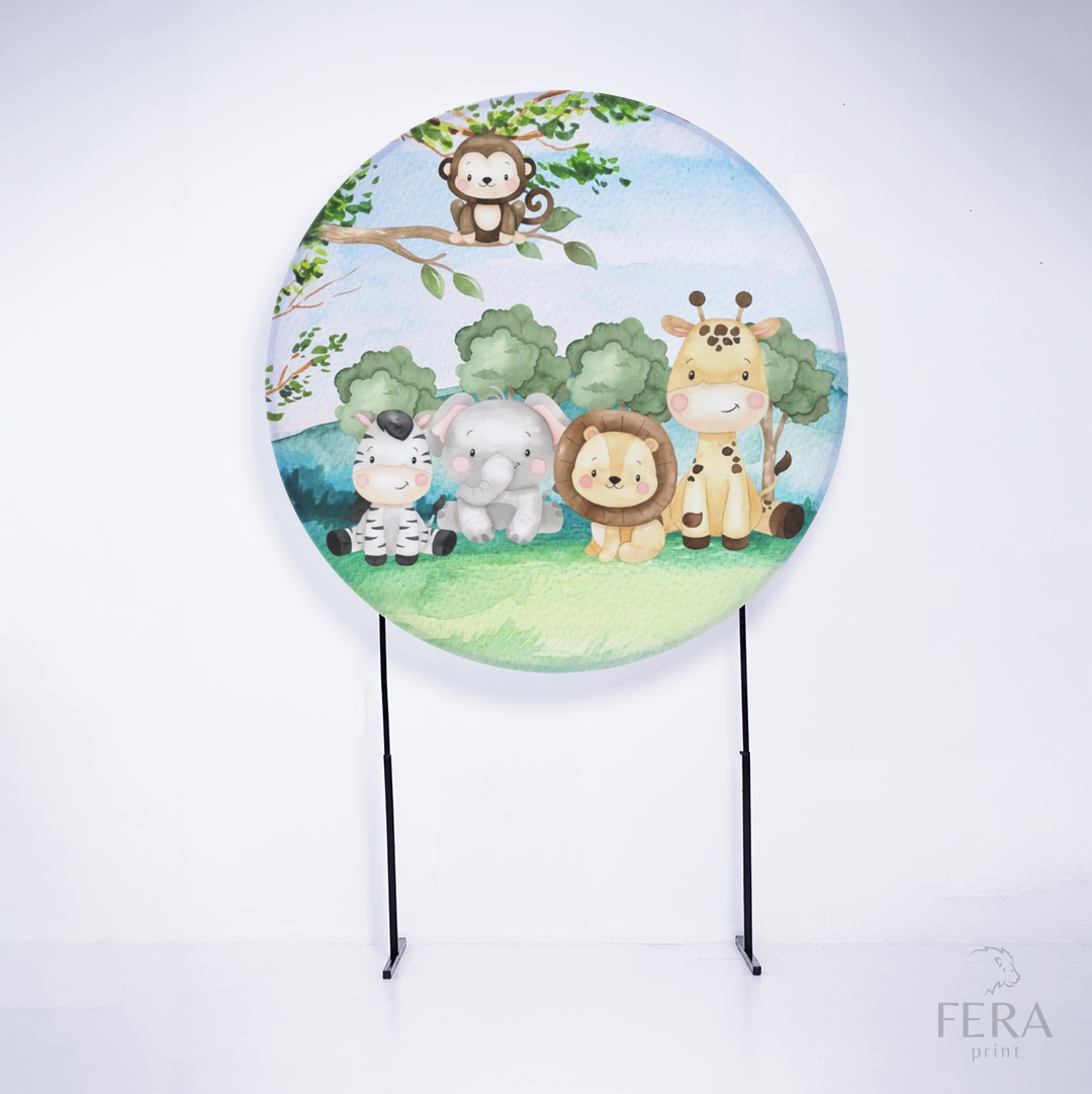 Painel Redondo Safari Baby Macaquinho Sublimado
