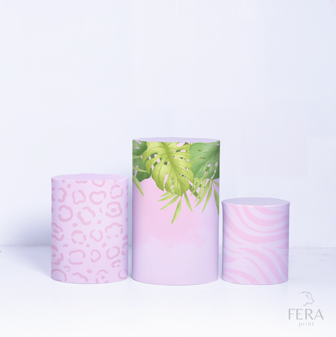 Kit Painéis + Trio Capa Cilindro Casado Safari Rosa Sublimado