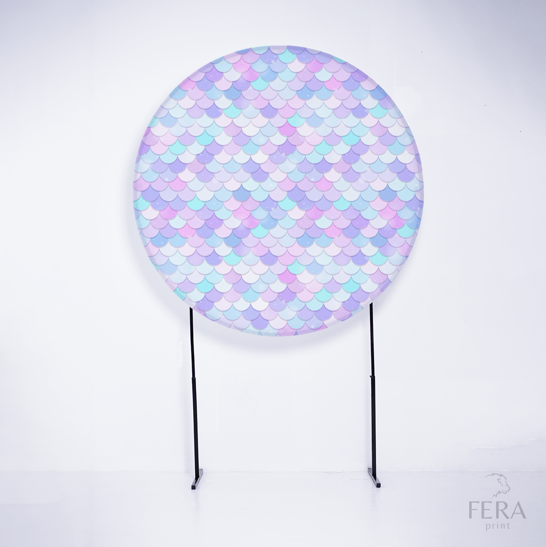 Painel Redondo Sereia Quadiculado  Sublimado