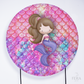 Painel Redondo Sereia Escama Rosa  Sublimado