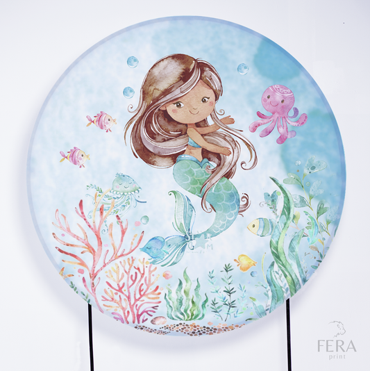 Painel Redondo Sereia Algas Sublimado