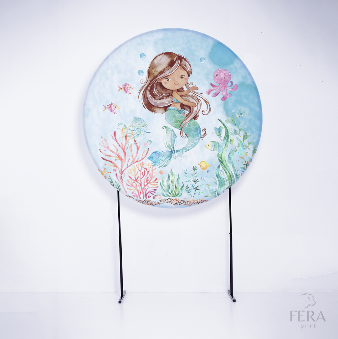 Painel Redondo Sereia Algas Sublimado