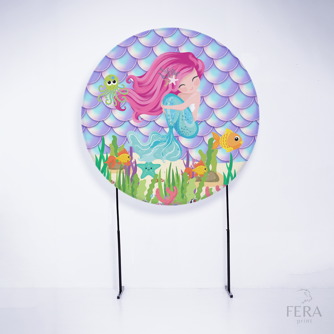 Painel Redondo Sereia Escama  Sublimado