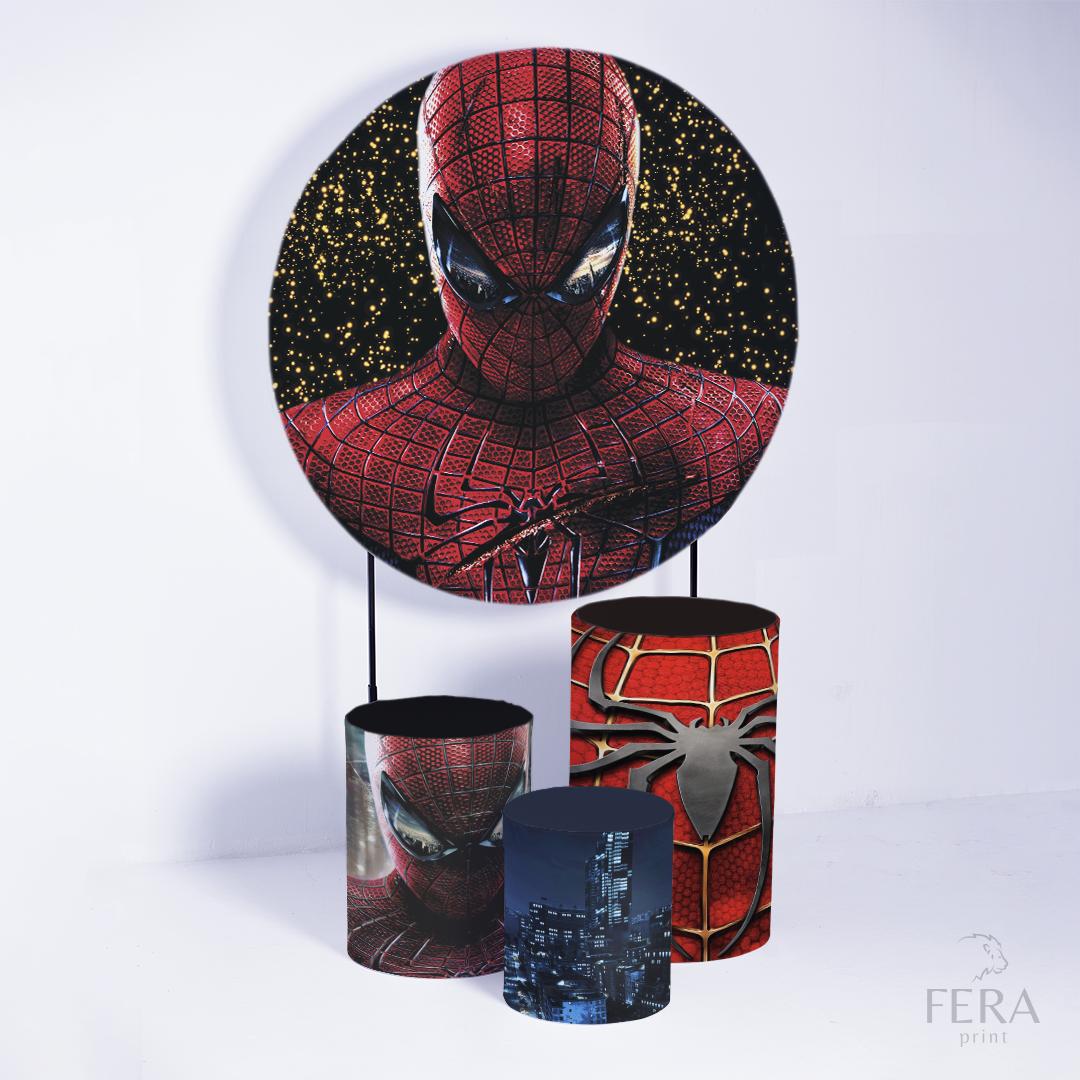Kit Capa Cilindros + Capa Painel Herói Aranha Gliter Sublimado