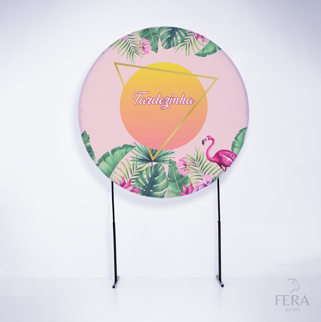 Painel Redondo Tardezinha Flamingo Sublimado
