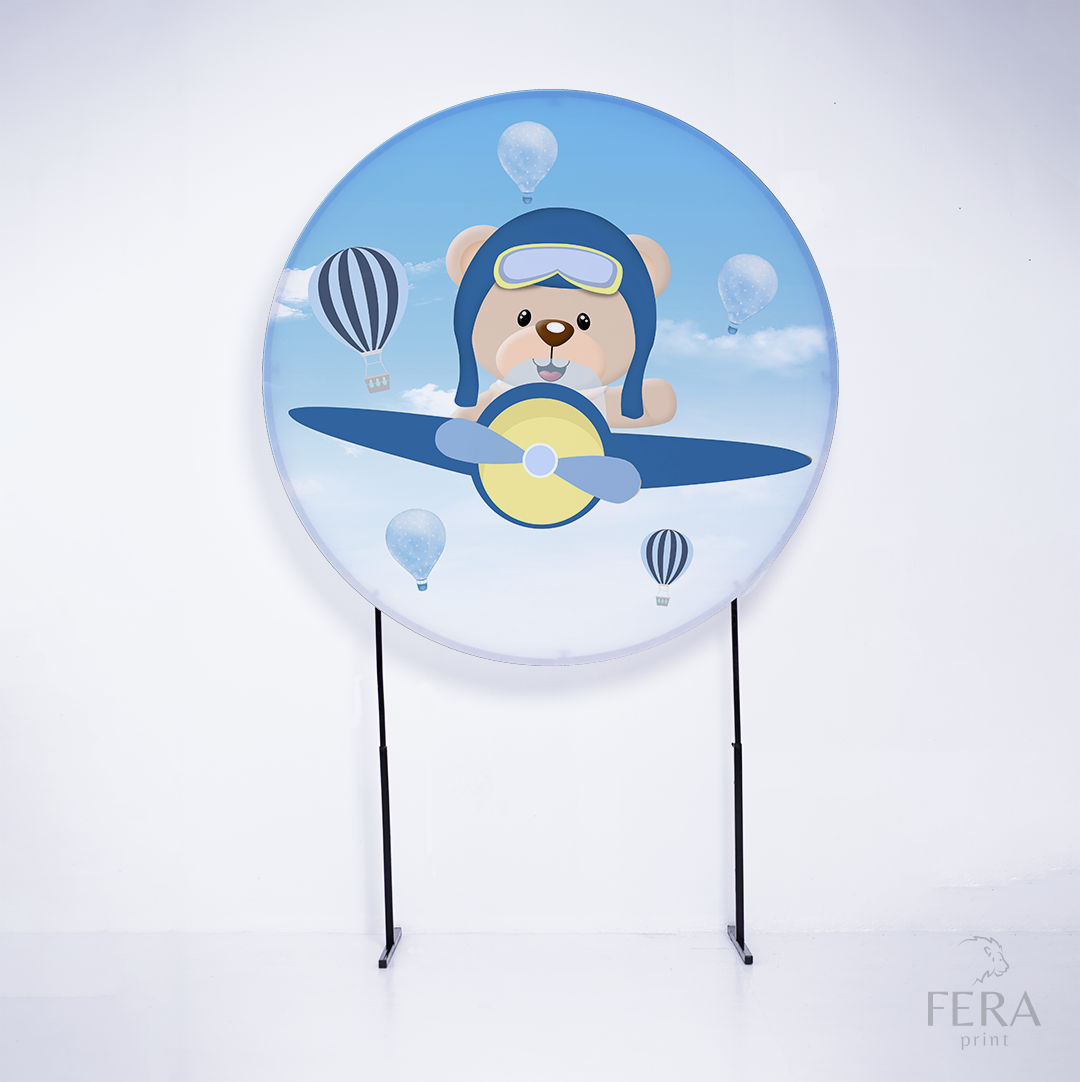 Painel Redondo Urso Aviador Sublimado