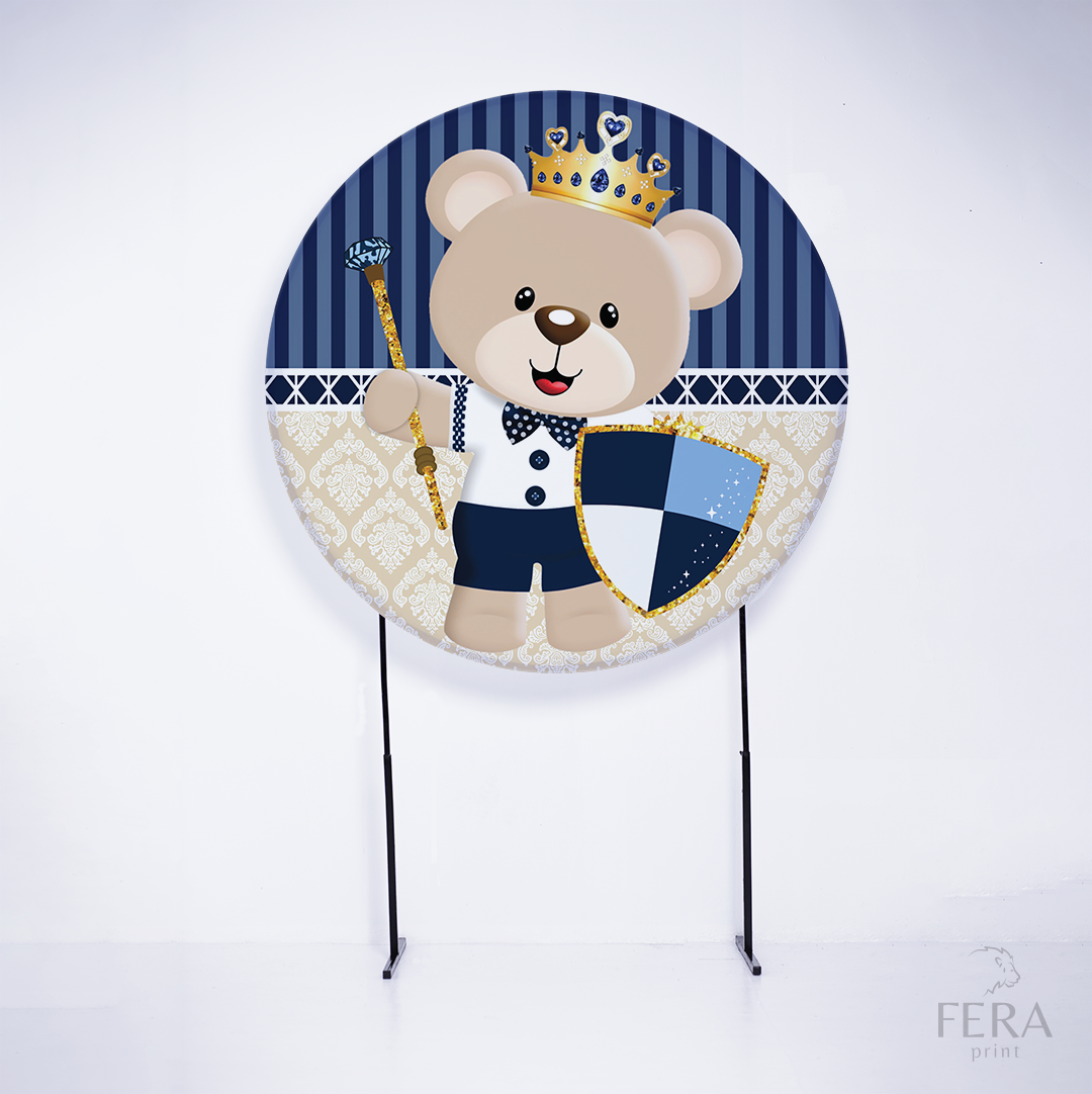 Painel Redondo Urso Rei Escudo Sublimado