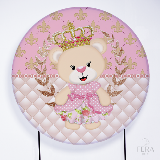 Painel Redondo Ursinha Princesa Sublimado