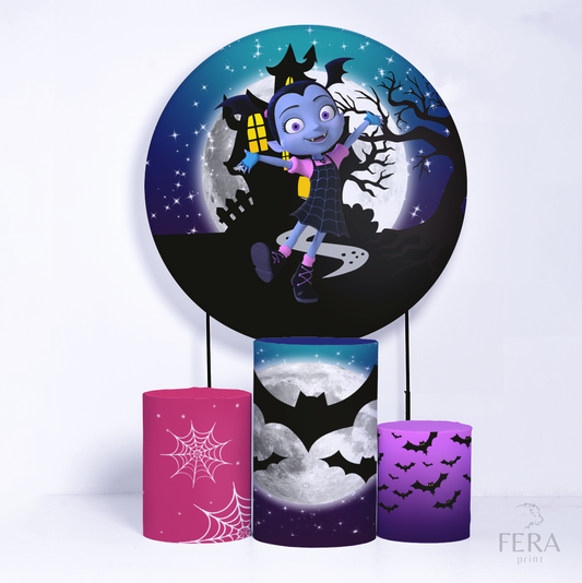 Kit Capa Cilindros + Capa Painel Vampirinha Menina Sublimado