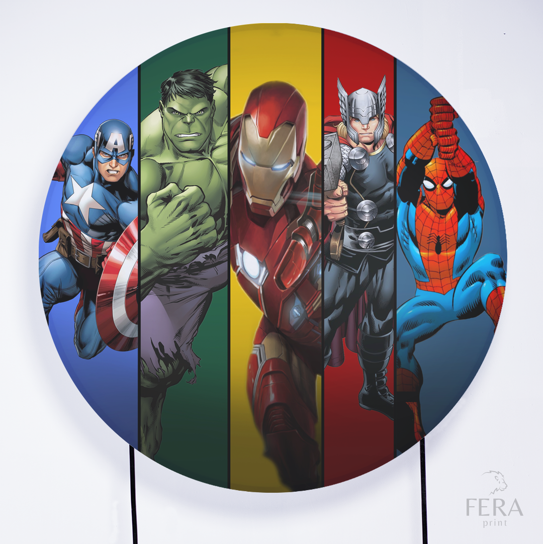 Painel Redondo Heróis Sublimado