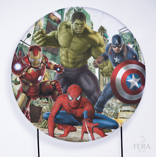 Painel Redondo Heróis Cidade Sublimado