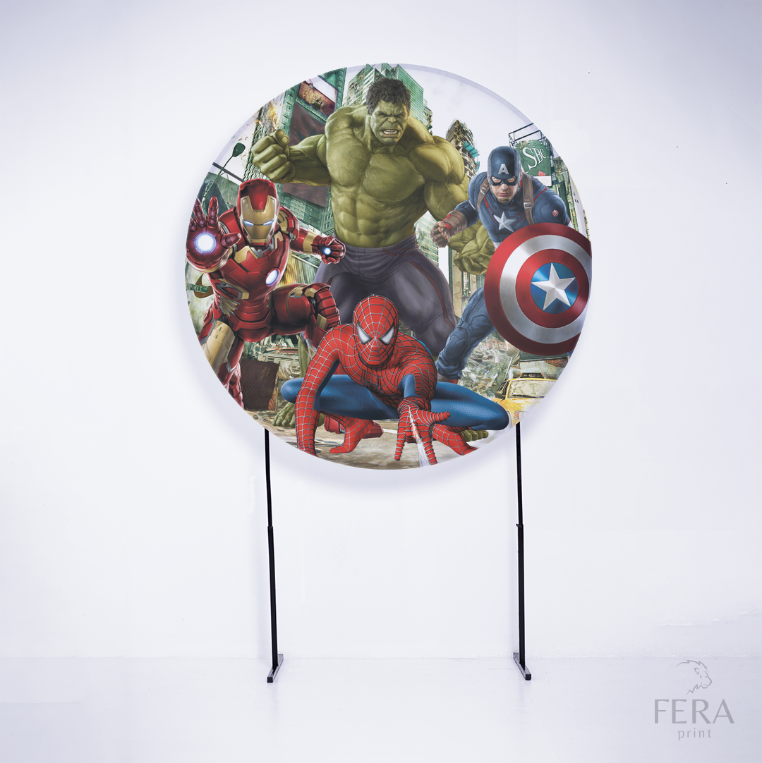 Painel Redondo Heróis Cidade Sublimado