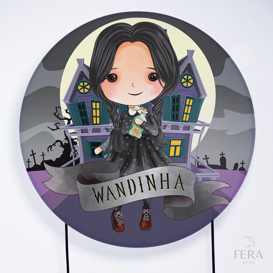Painel Redondo Menina Addams Cute Sublimado