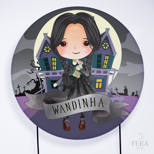 Painel Redondo Menina Addams Cute Sublimado