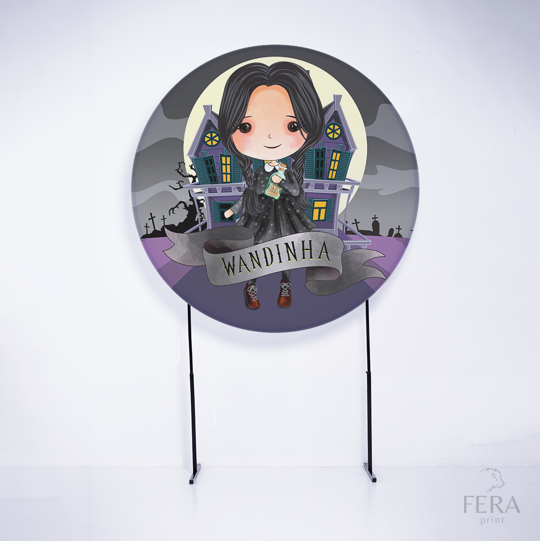 Painel Redondo Menina Addams Cute Sublimado
