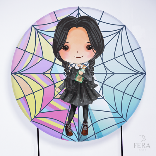 Painel Redondo Menina Addams Cute Janela Sublimado
